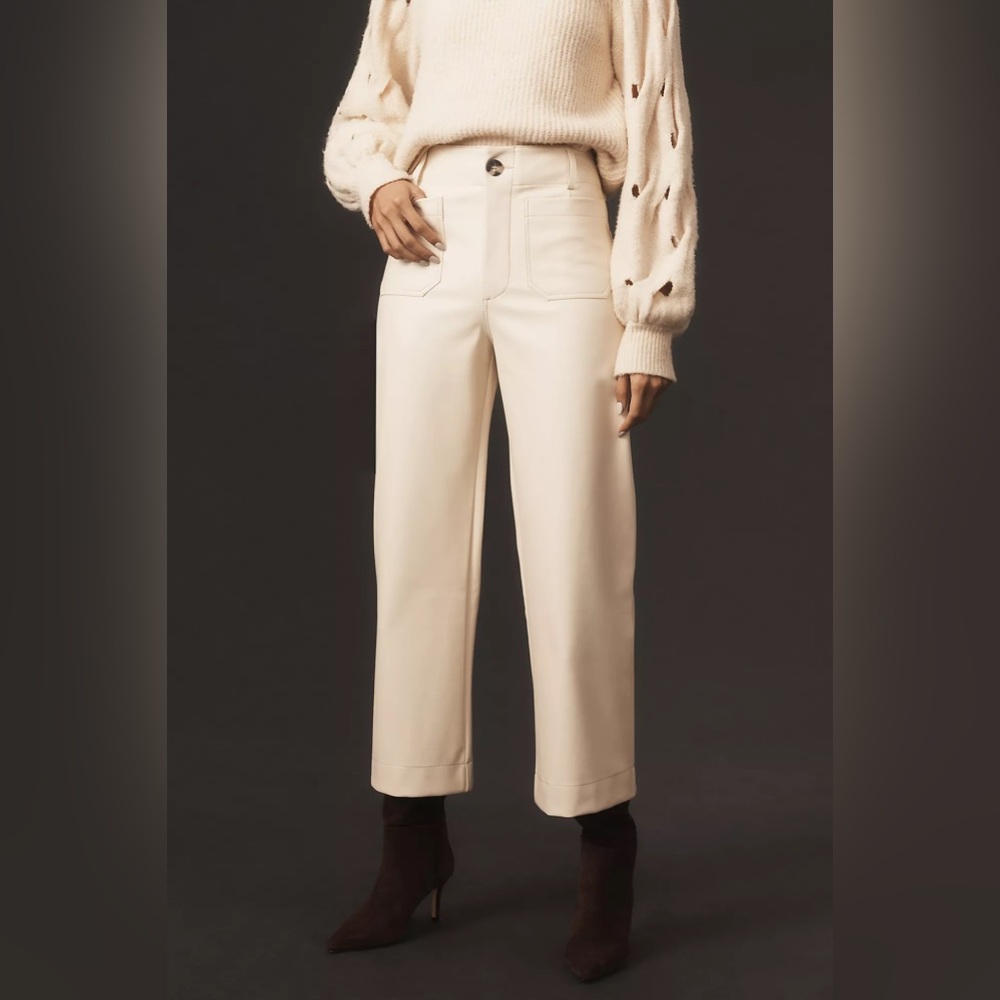 NWT The Colette Cropped Wide-Leg Faux Leather Pants